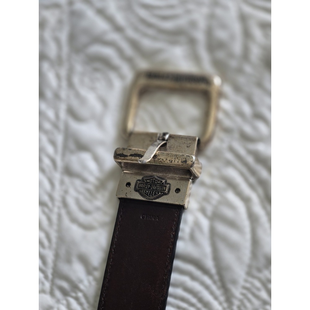 Harley-Davidson Reversible Leather Belt 36 Black Brown Logo Motorcycle Biker
